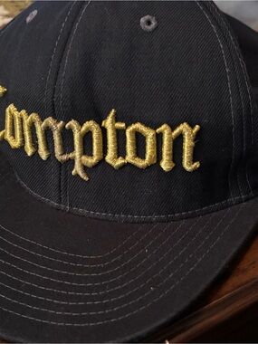 Compton Snapback Hat Black Gold Embroidered Kayo Corp Adjustable Streetwear Cap
